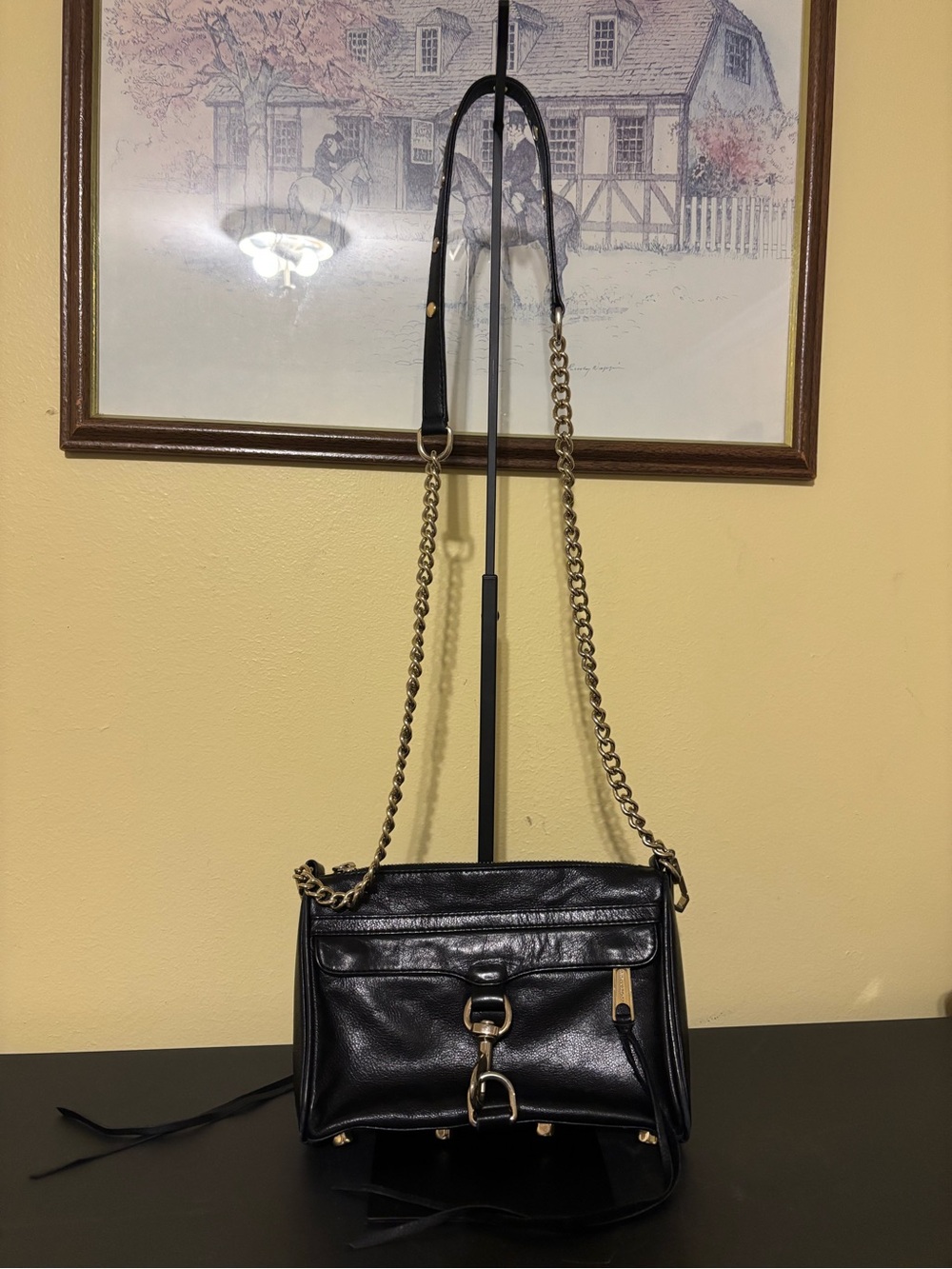Rebecca Minkoff Black Leather Chain-Shoulder Crossbody